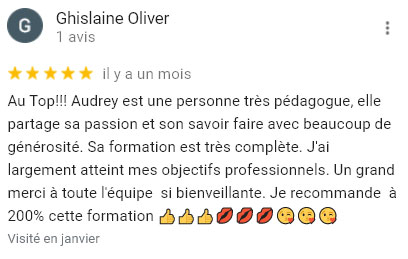 Avis Ghislaine Janvier 2022 Avis stagiaire formation dermopigmentation