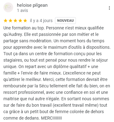 Avis d'Héloïse Avis d'Héloise sur la formation