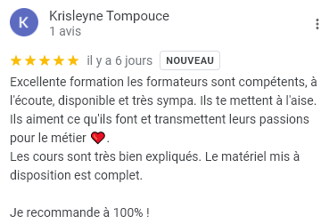 Avis de Krisleyne, venue de Guadeloupe ! Avis de Krisleyne sur la formation
